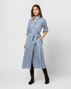 Annette Dress In Blue Helenium Liberty Fabric