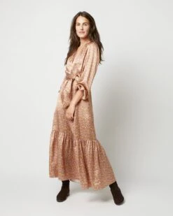 Aba Maxi Dress In Rose Moon Flower Liberty Fabric Silk