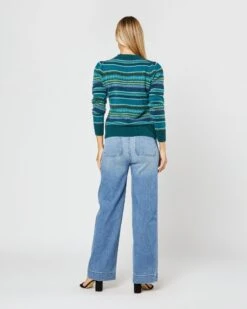 Giselle Fairisle Sweater In Cedar/Blue Multi Merino Wool -Herno Shop S71448 4394