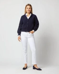 Alya Funnel-Neck Cardigan In Navy Cashmere -Herno Shop S71898 2713