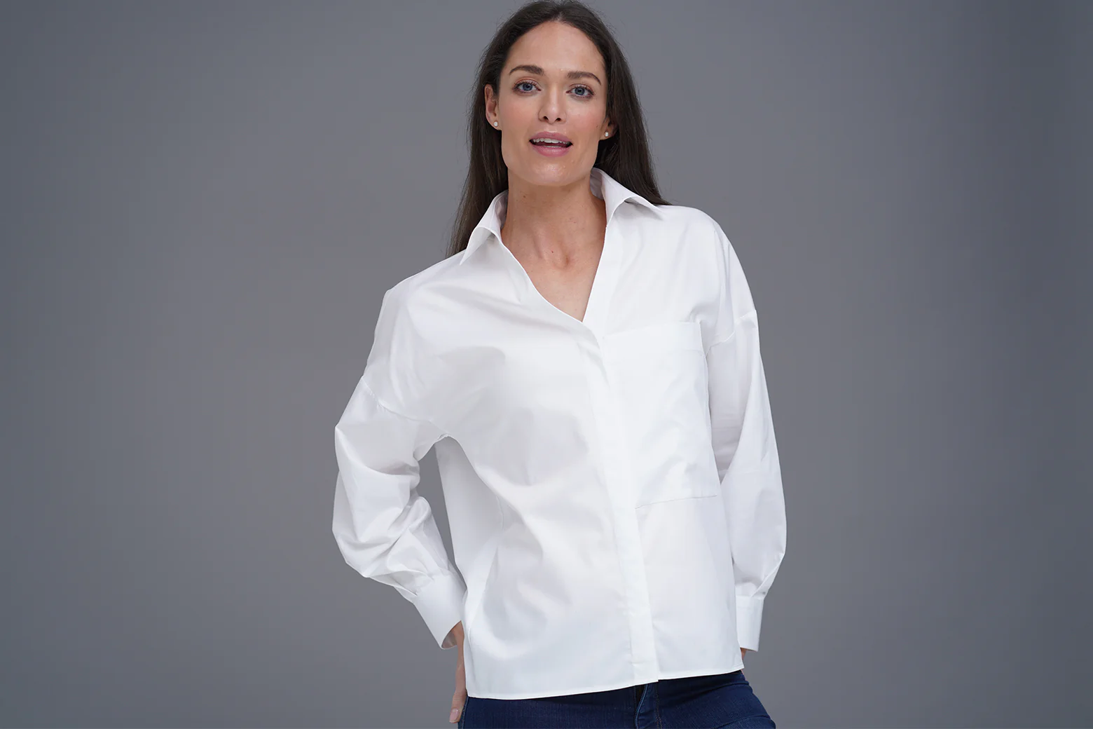 Front Page -Herno Shop Gloria White Relaxed Oversized Shirt Wide